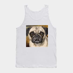 Adorable Pug Painting on Yellow - Mustard Background Tank Top